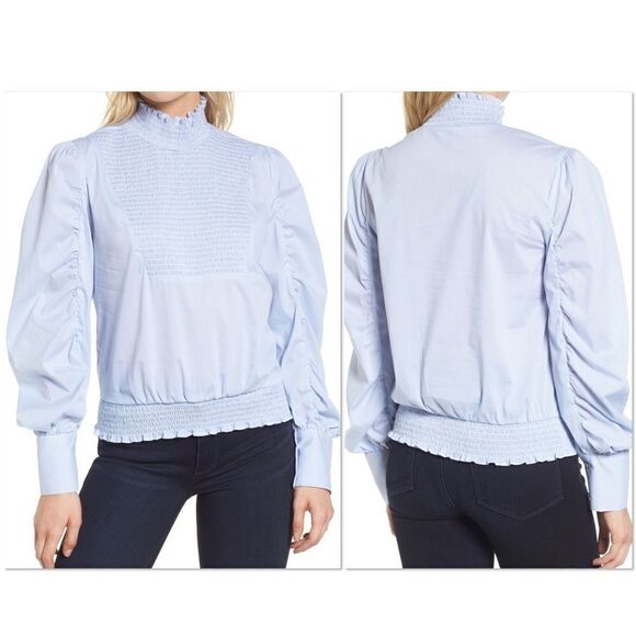 Chelsea28 Smocked Puff Sleeve Poplin Top (A7) - Picture 1 of 5